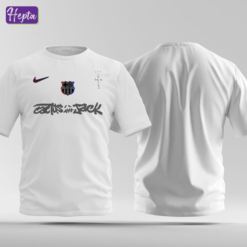 تیشرت سفید بارسا