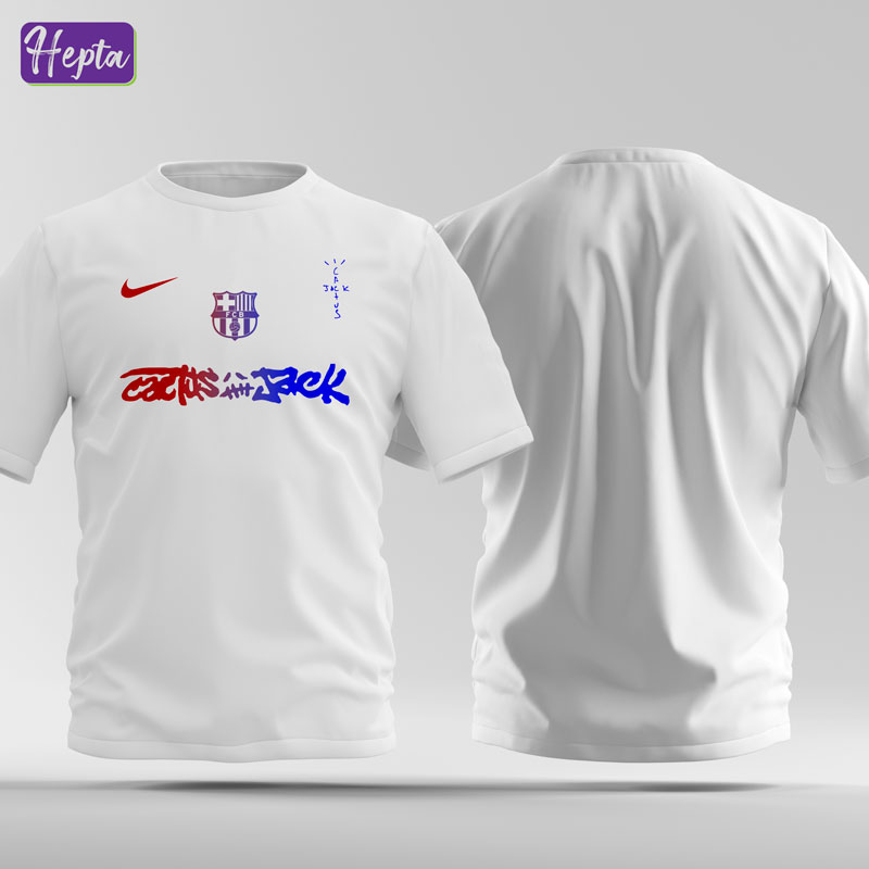 تیشرت سفید بارسا