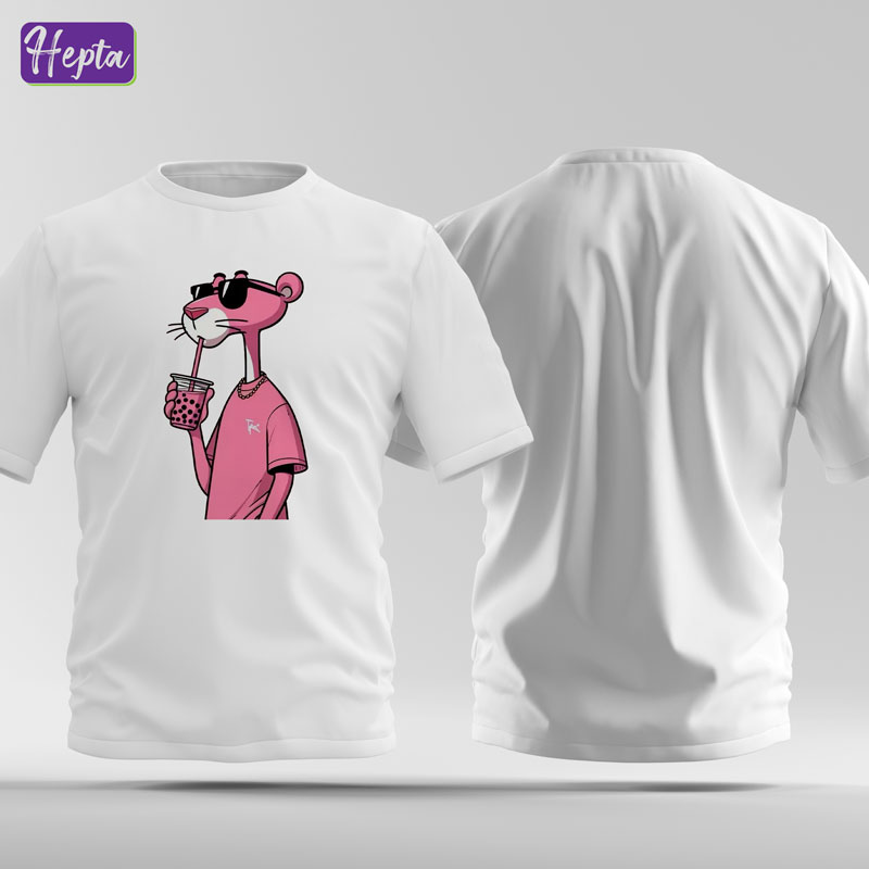 تیشرت سفید پلنگ صورتی